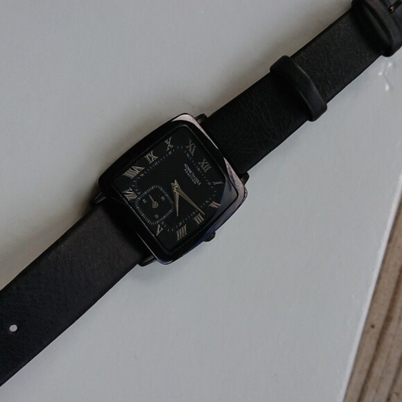 KENNETH COLE REACTION KC2455 BLACK LEATHER BAND BLACK TONE watch - Picture 6 of 7